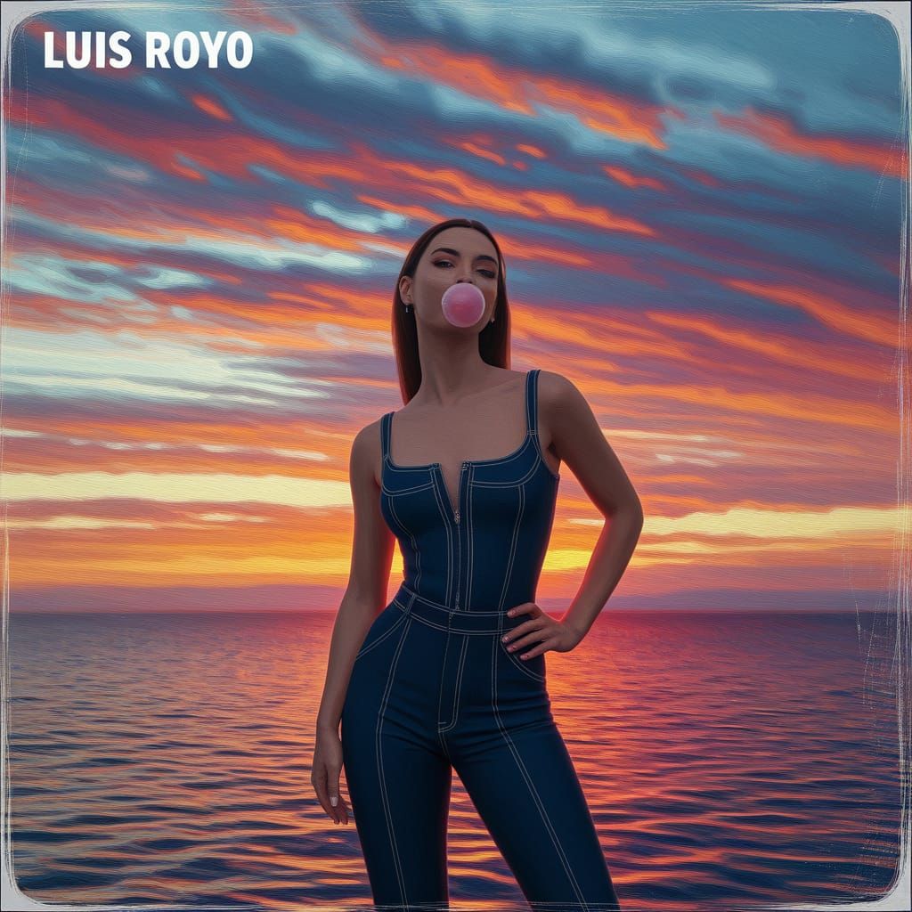 Sensual Sunset Goddess in Retro Style