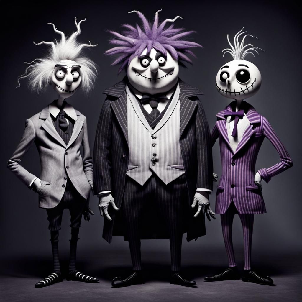Lock, Shock, and Barrel in Tim Burton Style