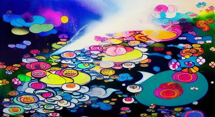 Surreal Garden Landscape in Japanese Pop Art Style