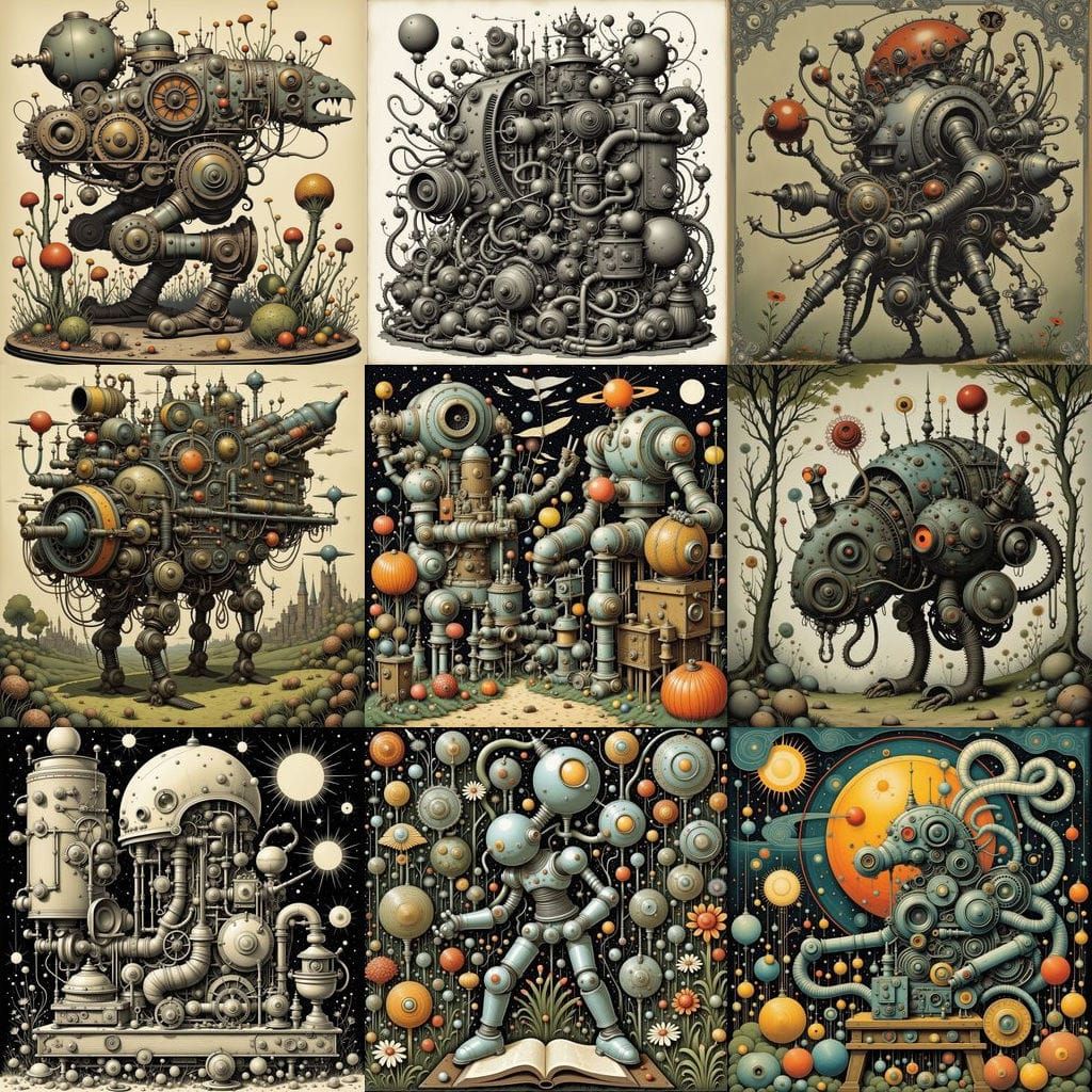 Dieselpunk Mechanical Creatures in Sculpture Garden