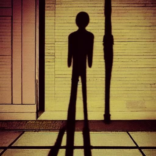 Shadow Figure in Retro Sci-Fi Chalk Art