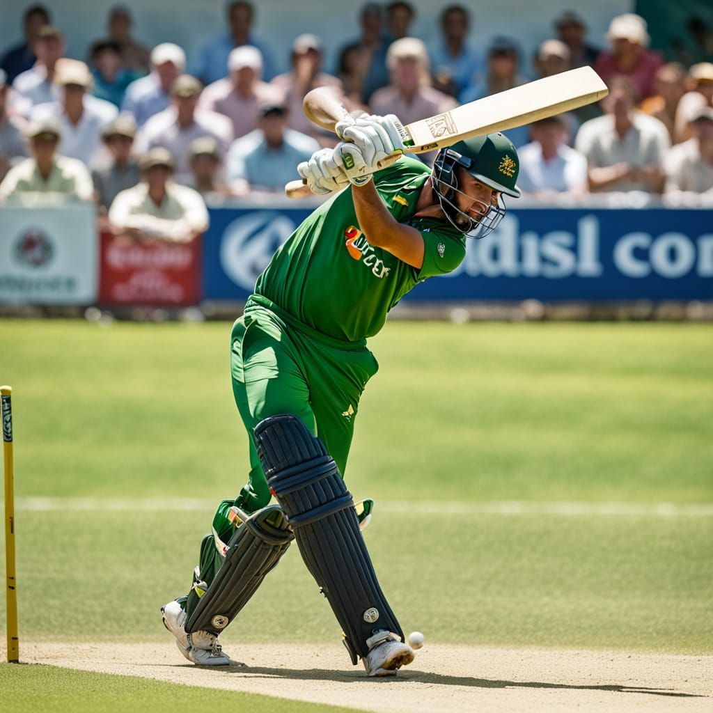 Athlete in Mid-Swing, Hitting a Six in High Definition