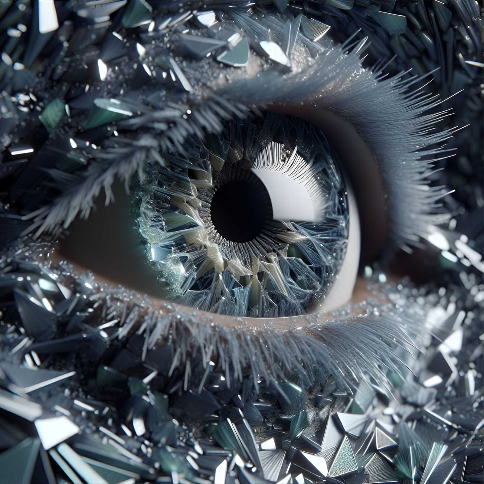 Hyper-Realistic Glass Eye Shard Close-up in 4K