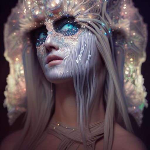 Bioluminescent Goddess with Fractal Details