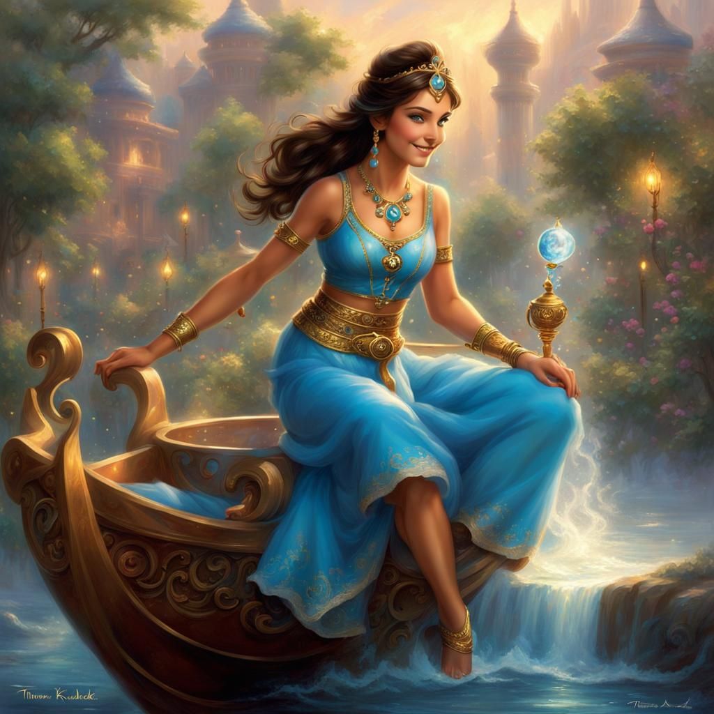 Anime Genie Actively Using Water Magic