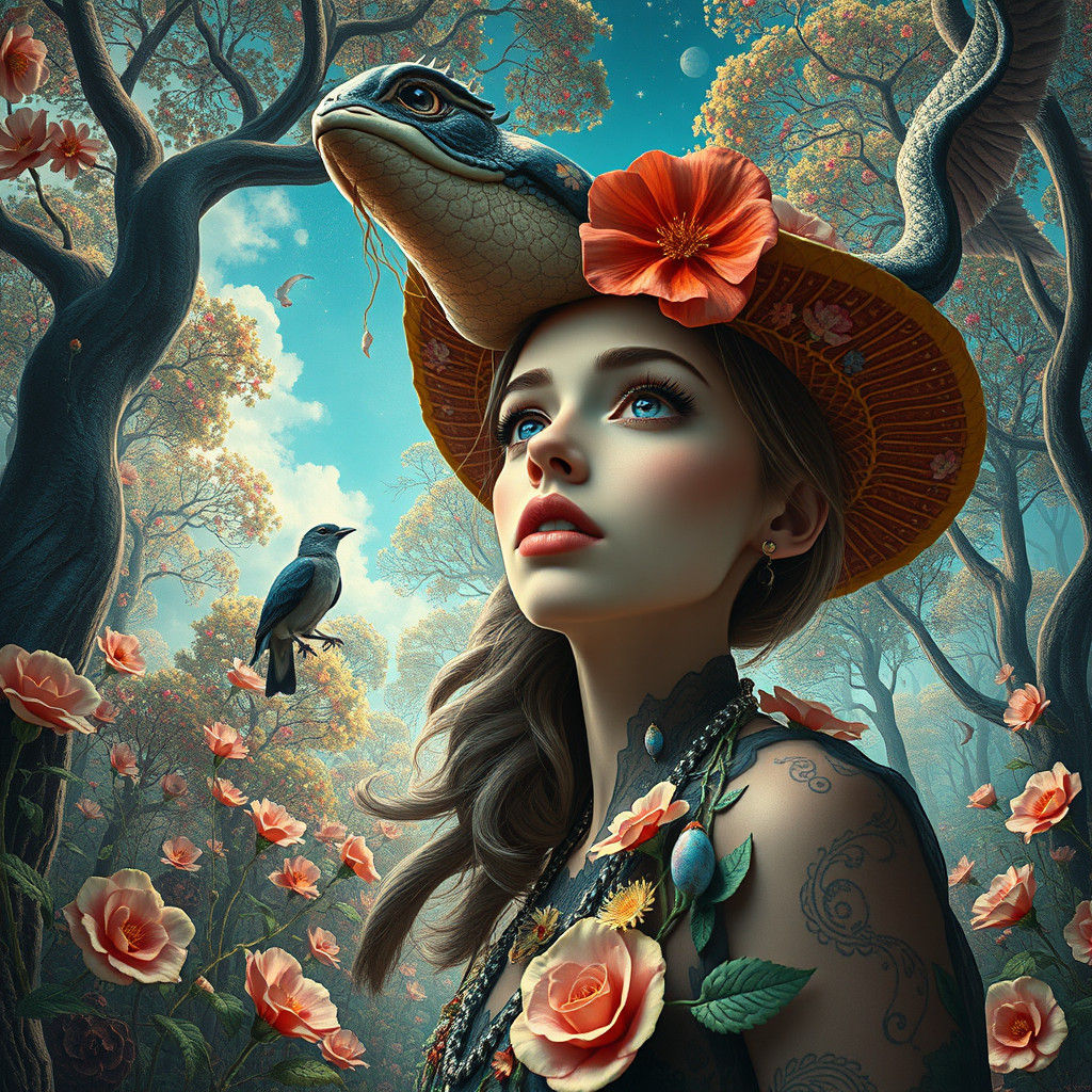 Elegant Woman Breathing in Rich Colors, Detailed Render