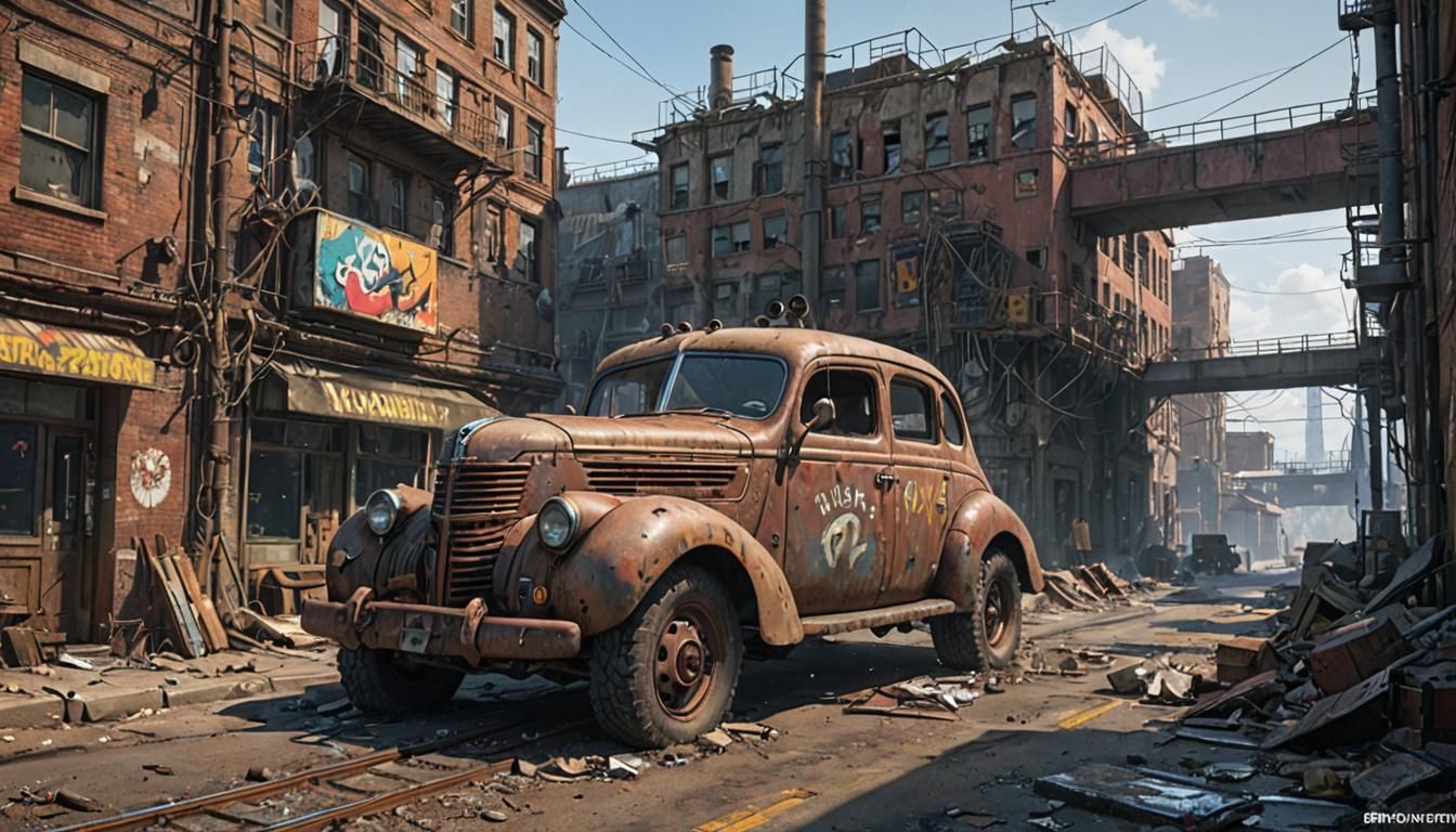 Post-Apocalyptic Dieselpunk World in 1940s Style