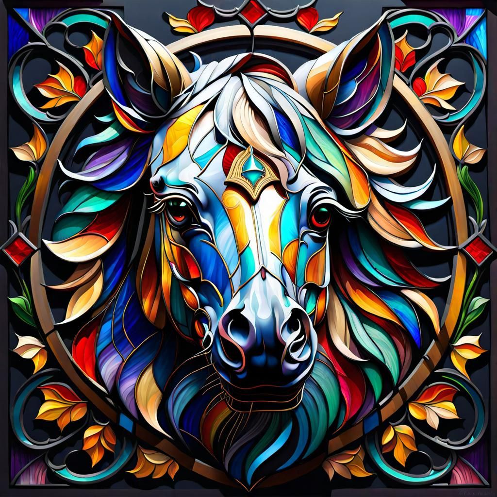 Stained Glass Horse portrait