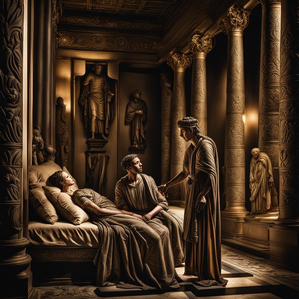 Potiphar's Wife and Joseph: Hyperrealistic Composition