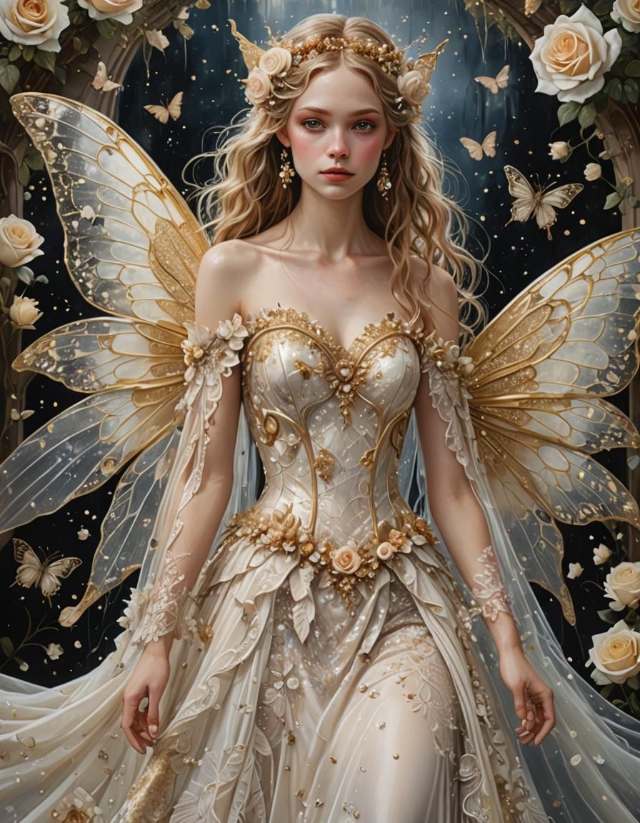 Magical Fairy Wedding in Enchanted Forest, Detailed Painting