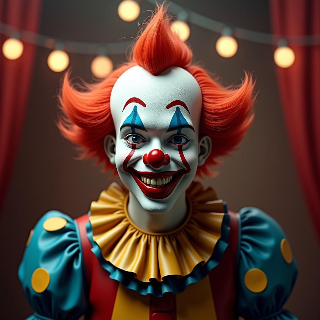 Smiling Clown in a Vibrant Circus Environment