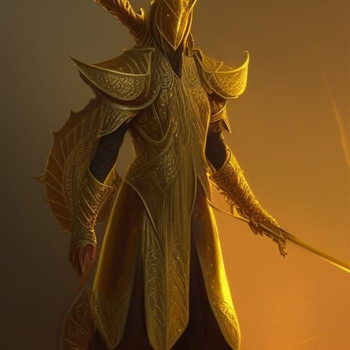 Golden Elven Knight in Divine Sunlight