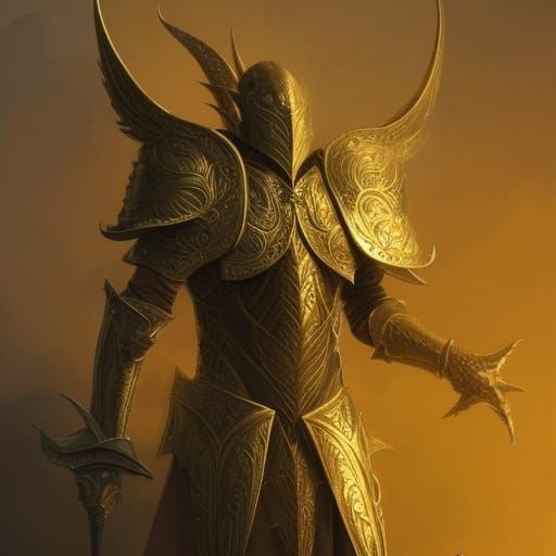 Elven Knight in Gilded Armor, Fantasy Art