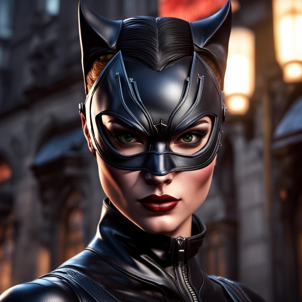 Catwoman Portrait: Hyperrealistic Digital Art