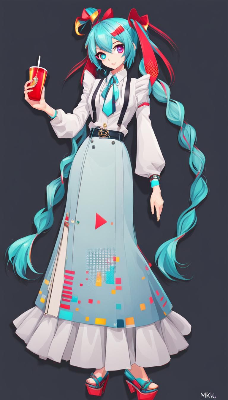 Anime Girl Miku Character in Bright Style