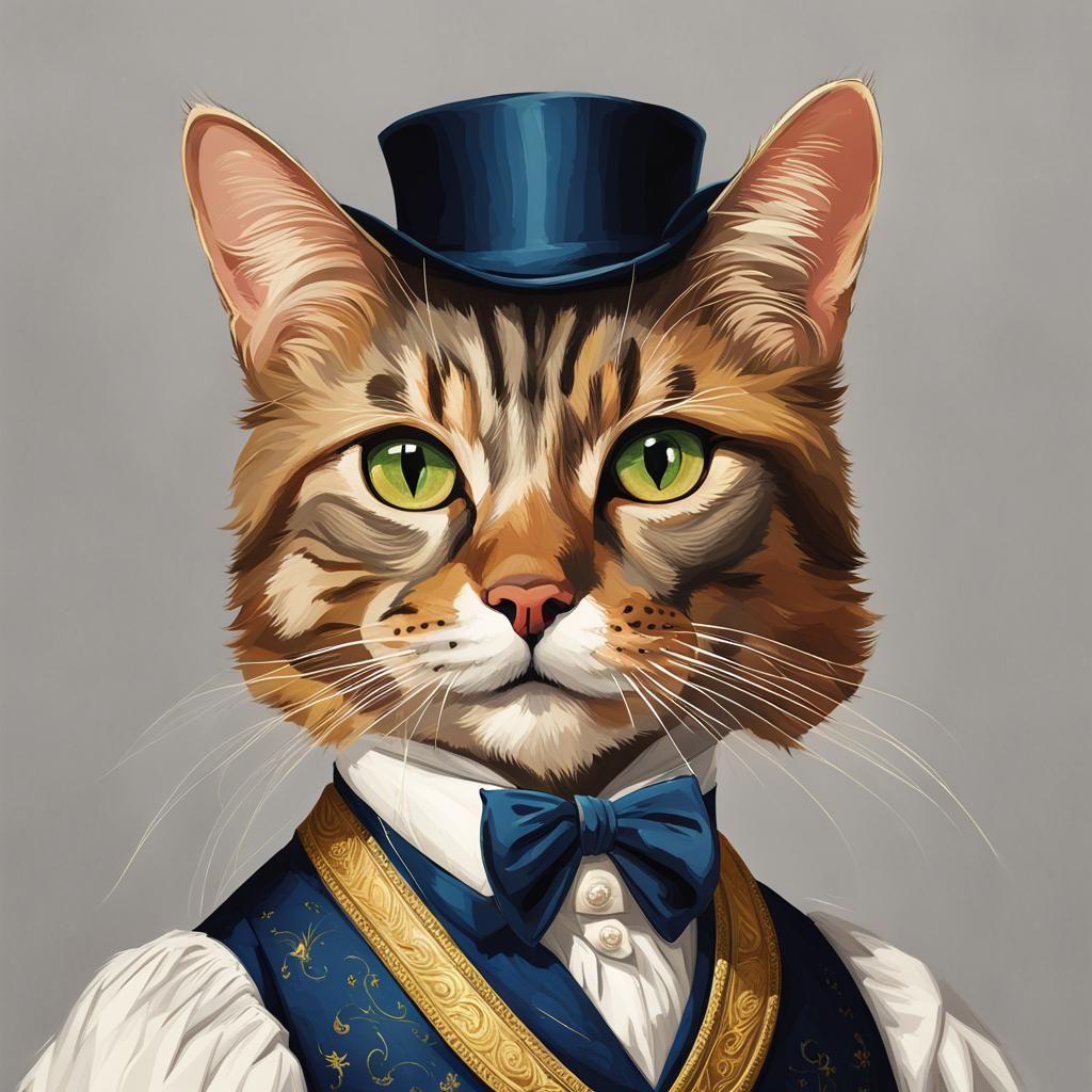 Aristocratic Cat Portrait Generated by AI