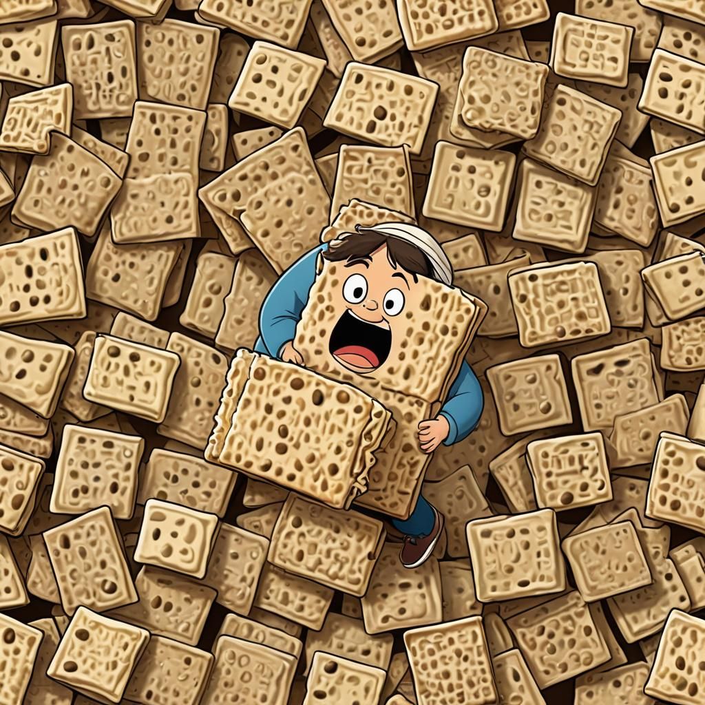 Funny Cartoon: Boy Searches for Hidden Matzah