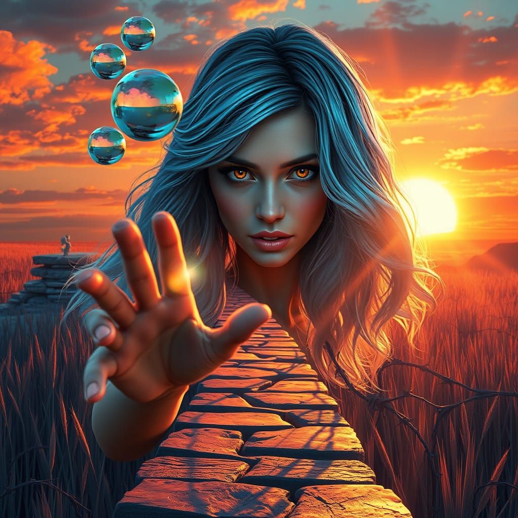 Ethereal Goddess Shines with Vibrant, Electric Glory in a Su...