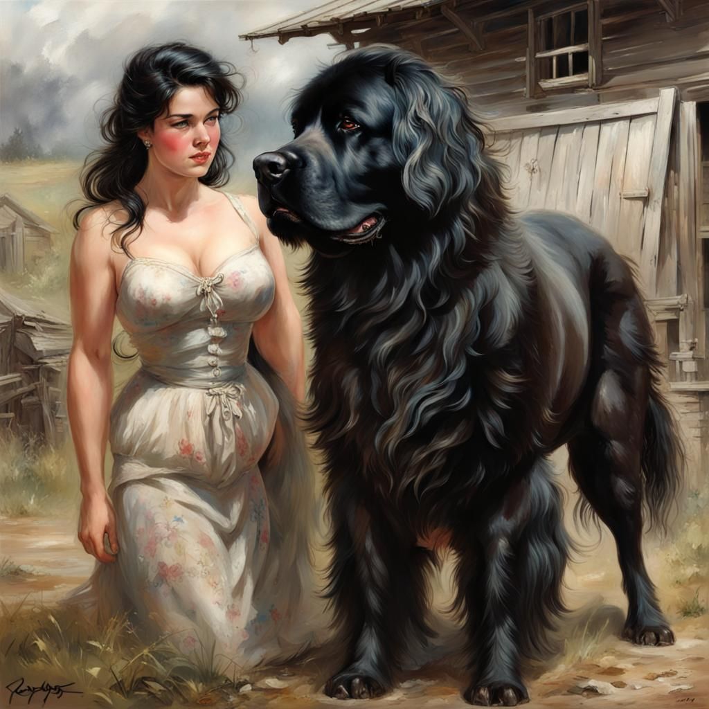 Amazing beautiful chubby black haired female and her newfoun...