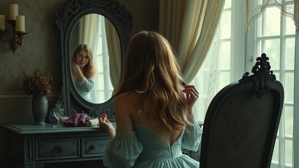 Victorian Lady Prepares for the Day in an Elegant Bedroom