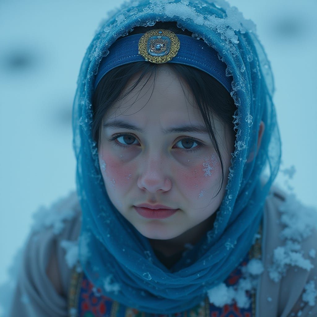 Encased in Ice: A Portrait in Atmospheric Style