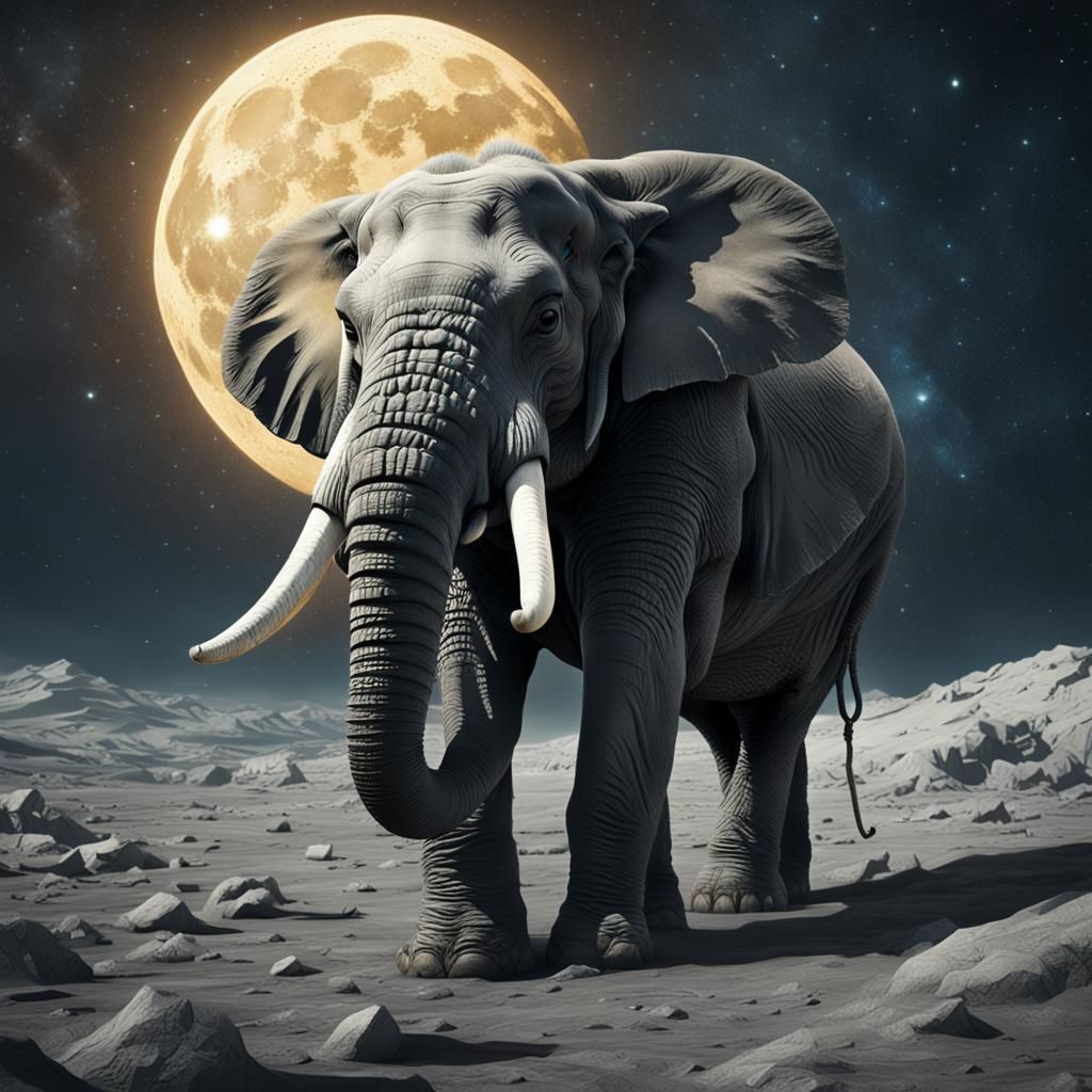 Sleepy Elephant on the Moon: Digital Matte Painting