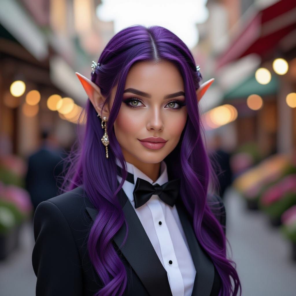 Extraterrestrial Purple-Skinned Lady in Tuxedo
