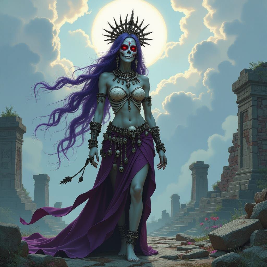 Voodoo Goddess Awaiting Arrival at Ruined Temple