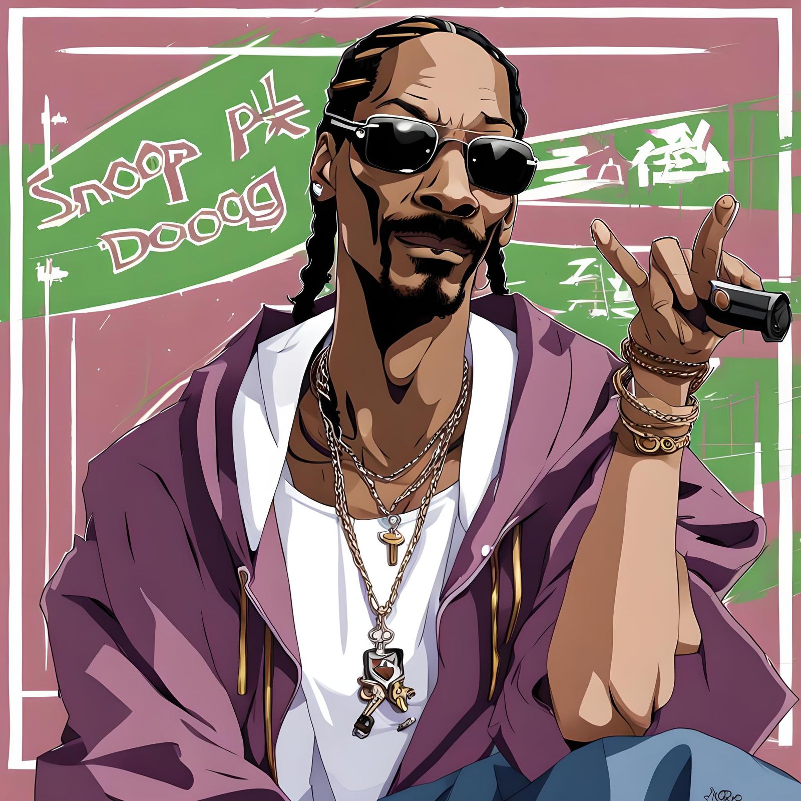 Snoop Dogg in Anime Key Visual Style