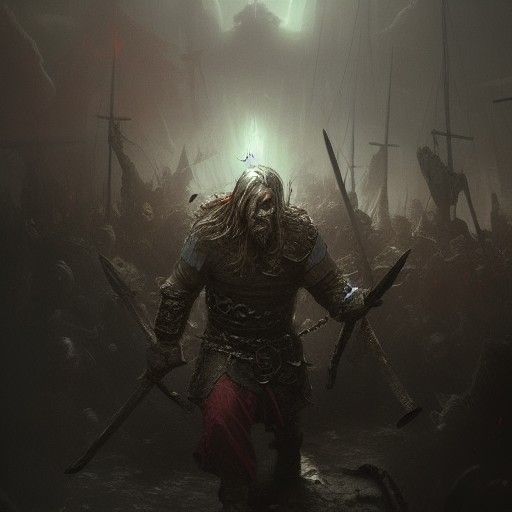 Dark Fantasy Vikings in a Nightmare, Detailed Art