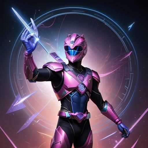 Blue and Pink Power Ranger: Detailed Matte Painting