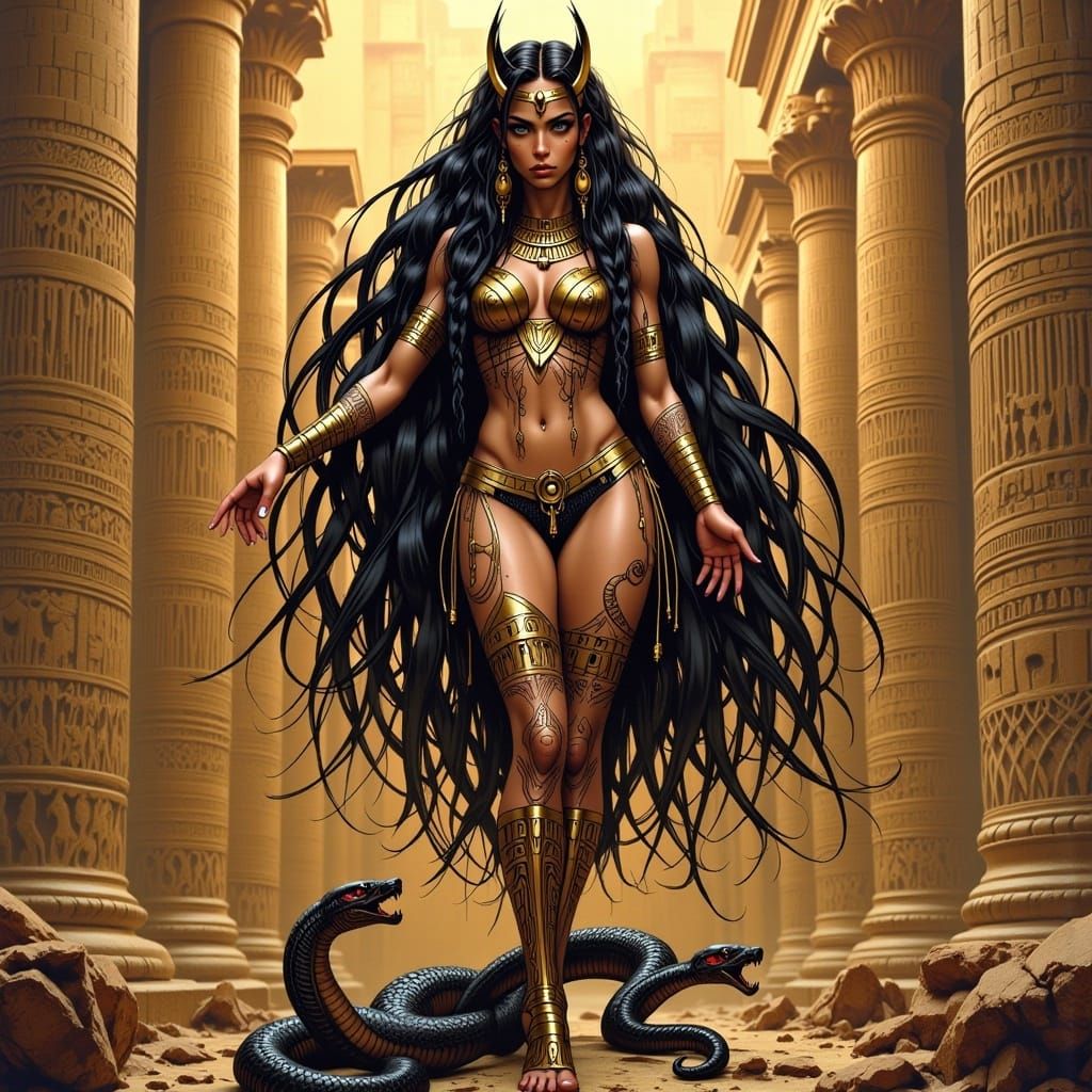 Egyptian Snake Queen in Anime Style