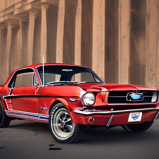 Hyperrealistic 1966 Ford Mustang Splash Art