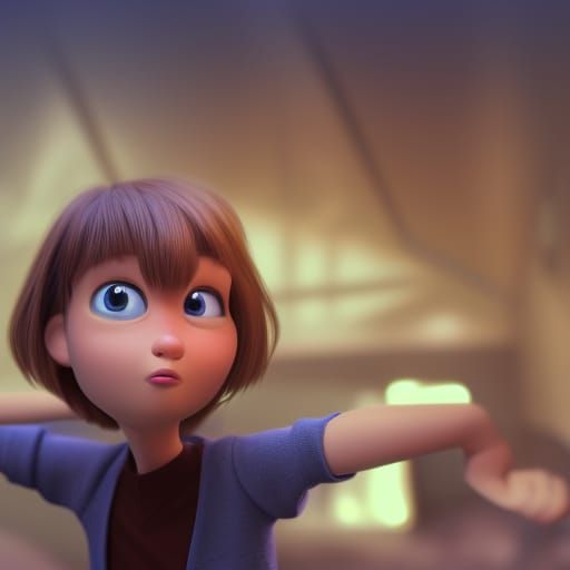 Pixar Style Character with Blue Eyes