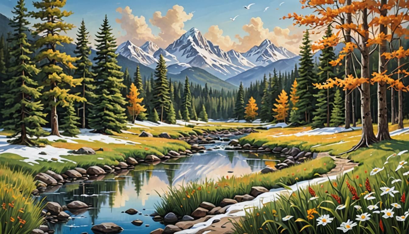 Nature's Tranquility: A Vibrant Outdoor Art Piece