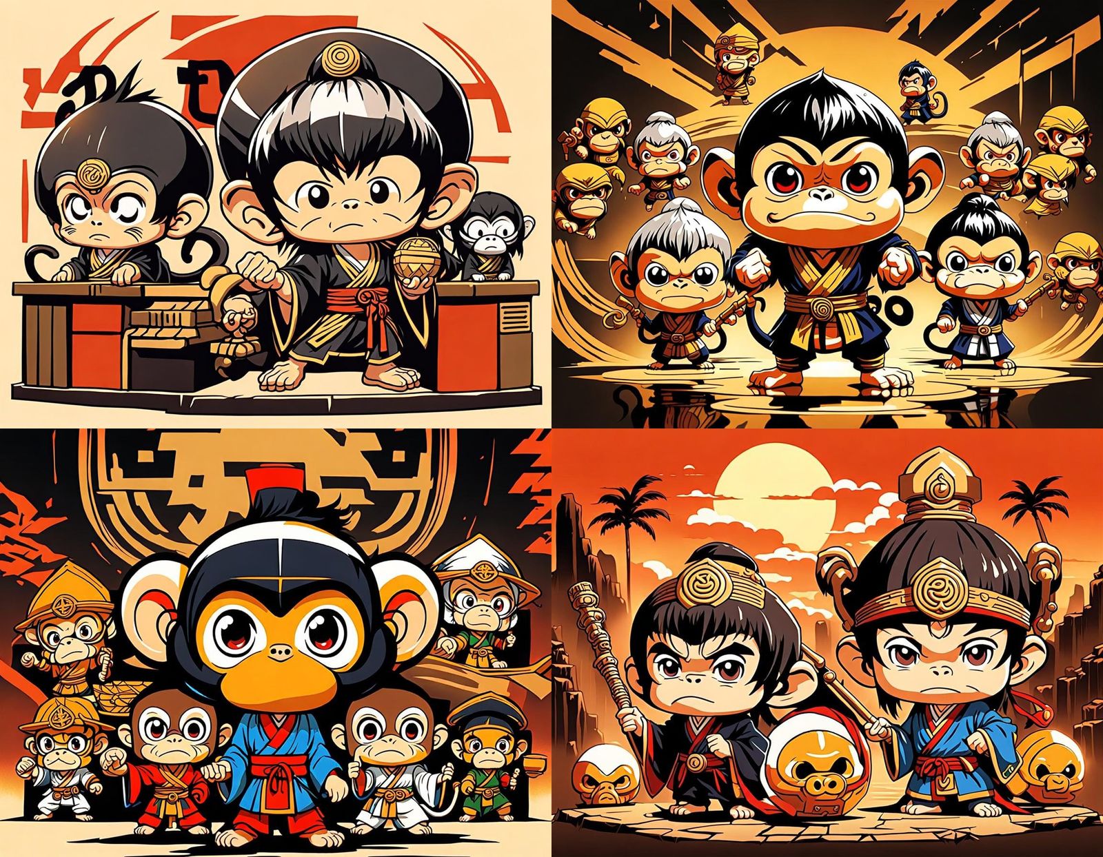 Chibi Monkey Magic Characters in 8k HD