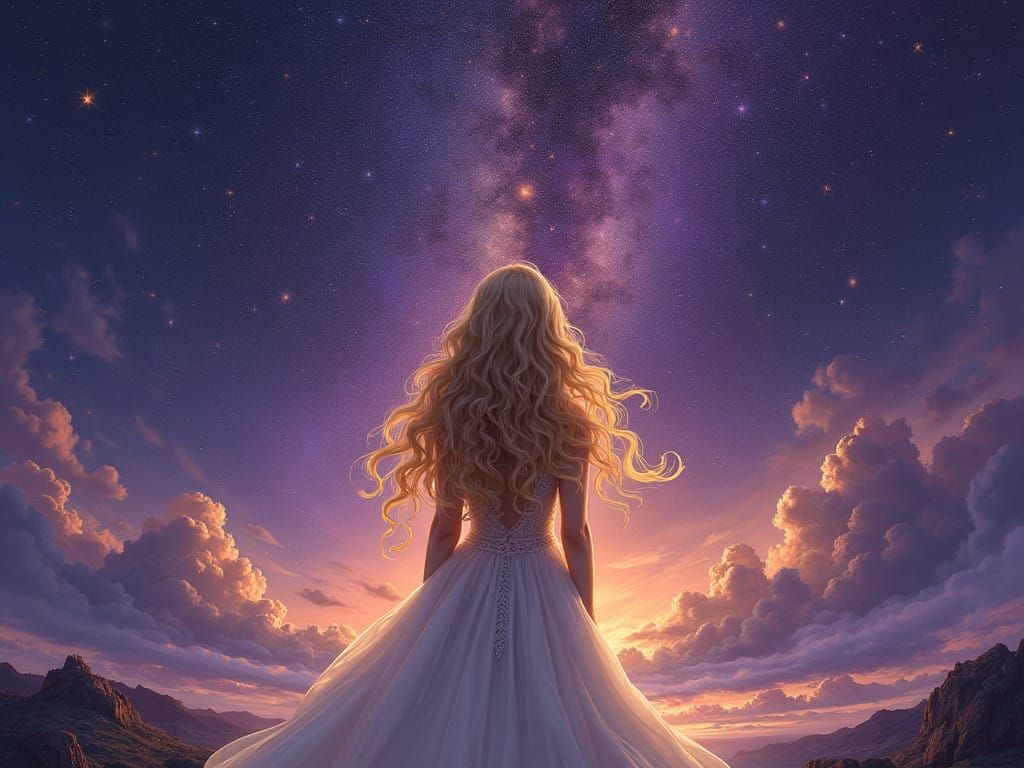 Enchanted Night Goddess in Celestial Gown