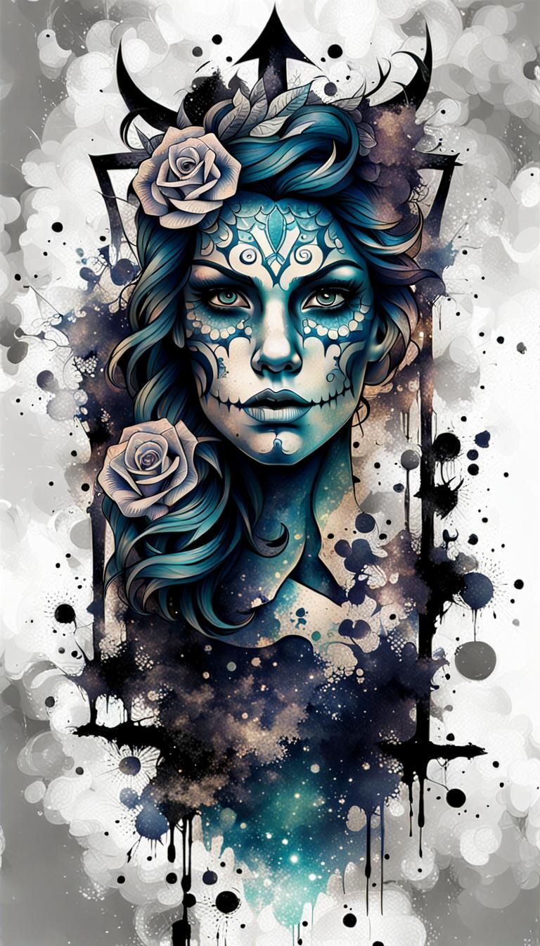 Wicked sleeve tattoo design with grunge style designs