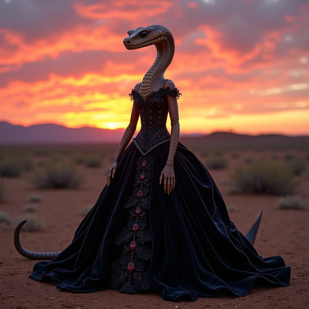 Dark Gothic Snake Reigns in Australian Sunset