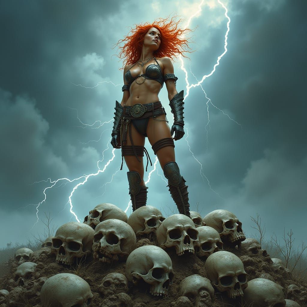 Valkyrie on Skull Mountain in Sci-Fi Style