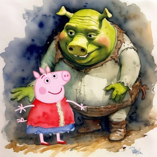 Shrek Enters Peppa Pig's Cartoon World
