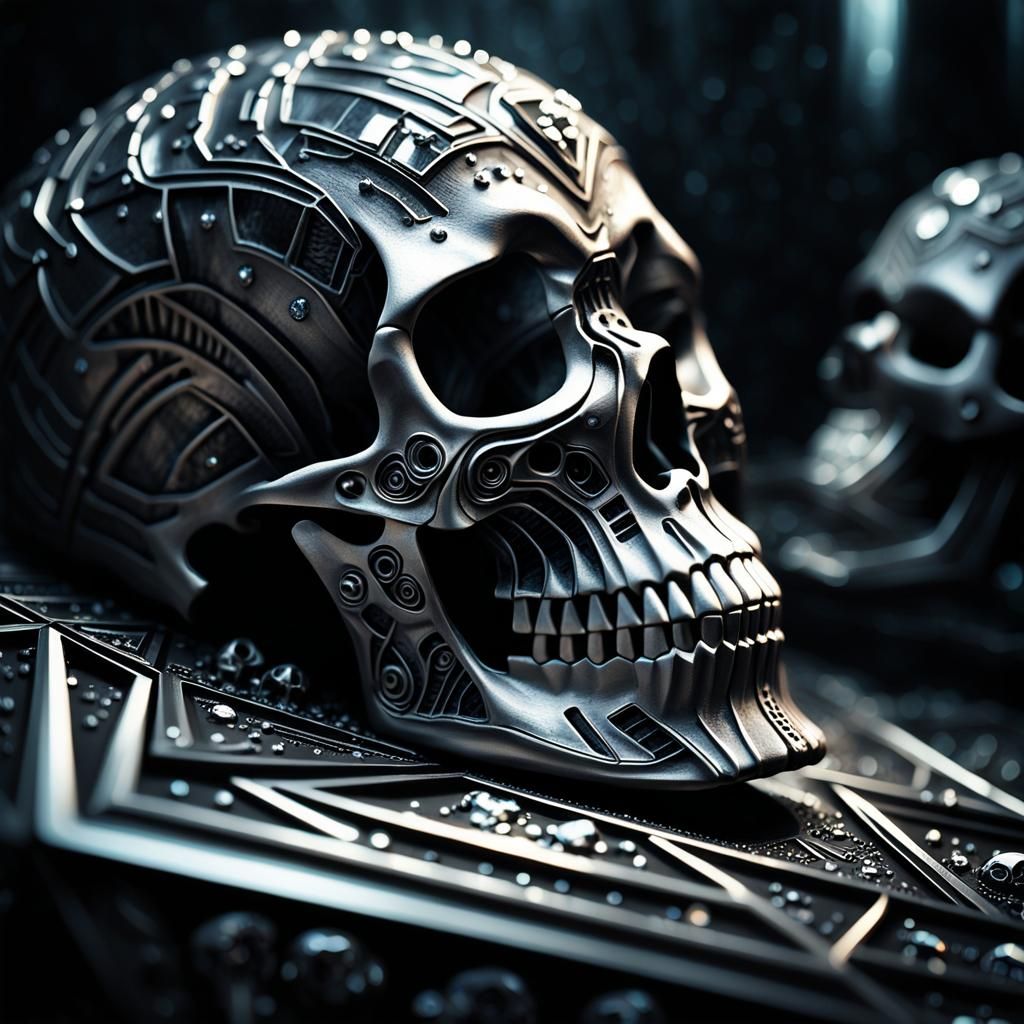 Intricate Skull and Diamond Still Life in Digital Art