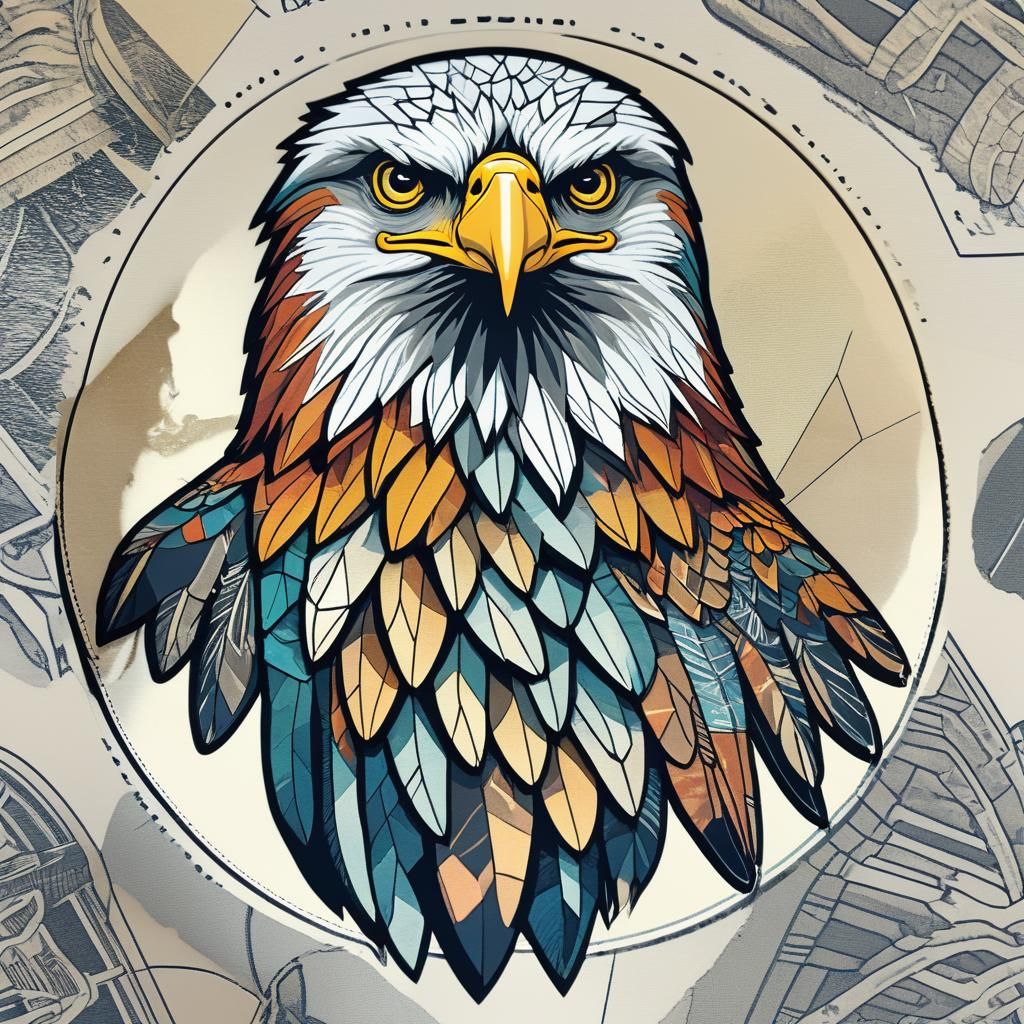 Geometric Eagle Screen Print Patch Design