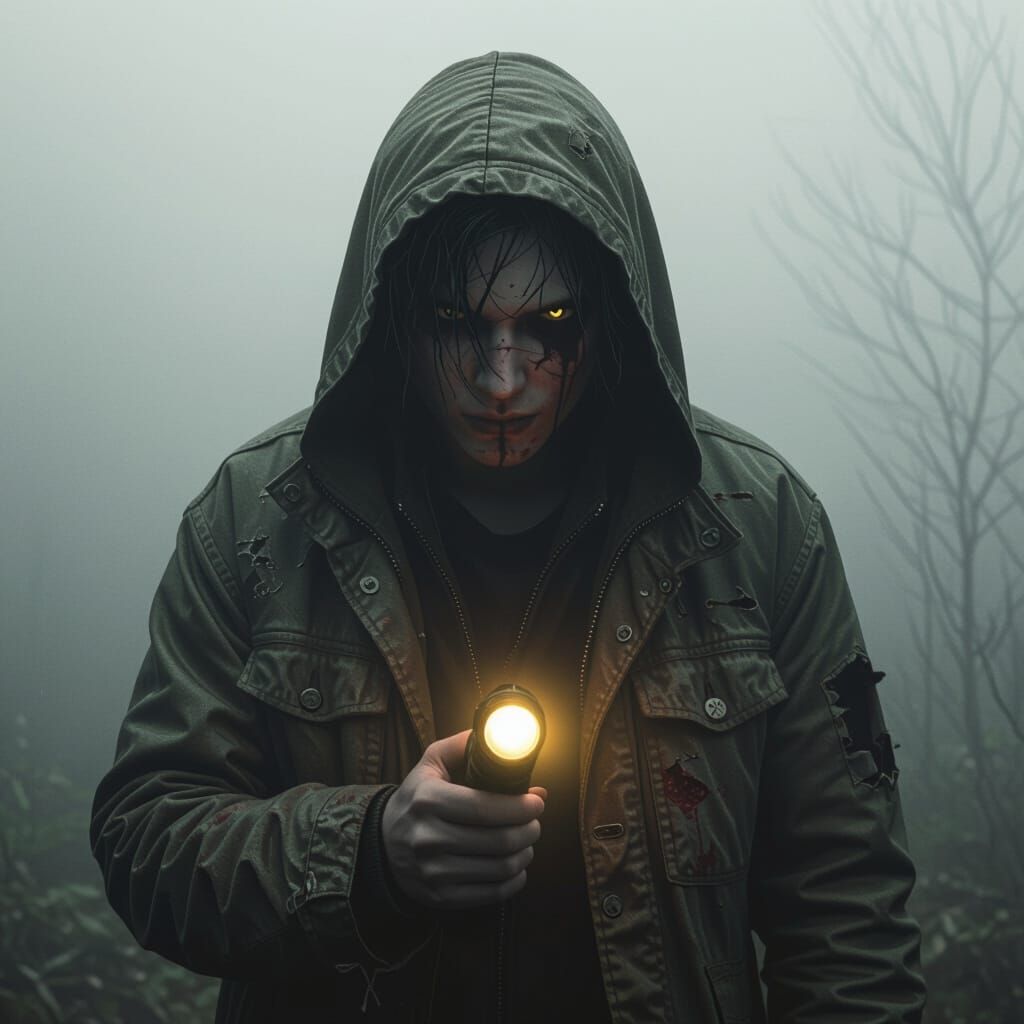 Eerie Survivor in Fog, Analog Horror Style