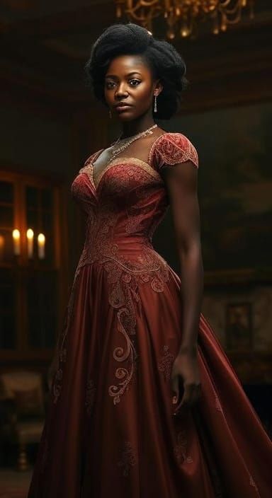 Victorian Elegance: African-American Woman in Gown