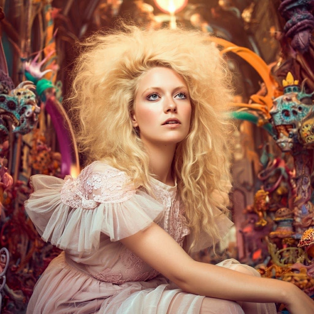 Whimsical Blonde in a Dreamlike Digital Art Style