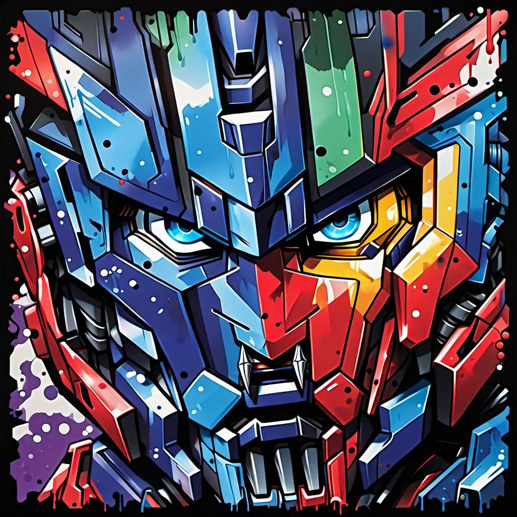 Optimus Prime Cybertron War Graffiti Art