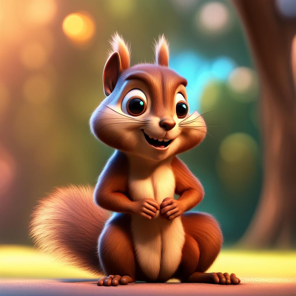 Cute Squirrel Character in 3D Digital Art Style