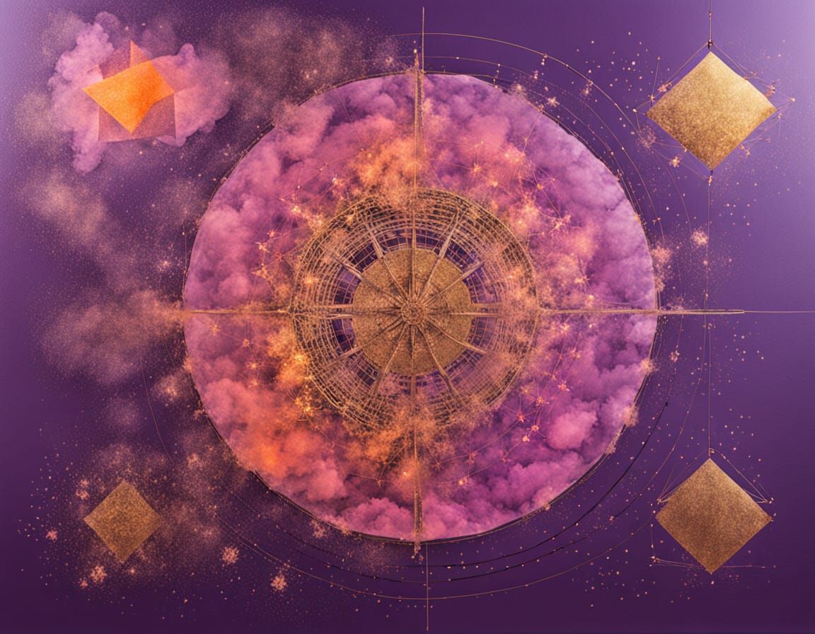 Vibrant Alchemical Abstract Art in Cyanotype Style