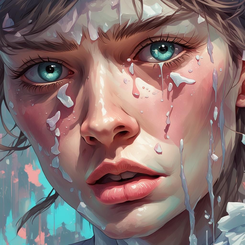 Emotional Portrait with Hand, Hyperdetailed Art